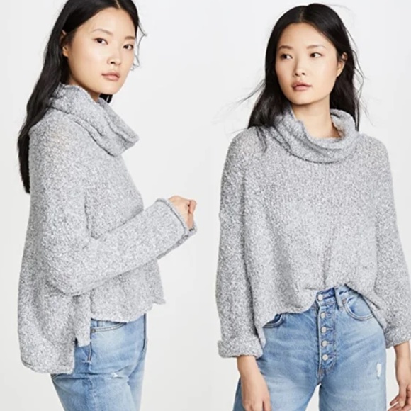 Free People Sweaters - Free People BFF Cowl Neck Heather Sweater Grey SMALL